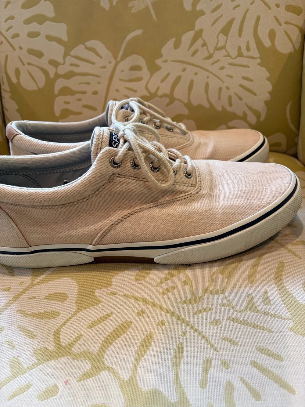 Sperry Men's Canvas Top Siders Lace-Up Sneakers in Light Beige
